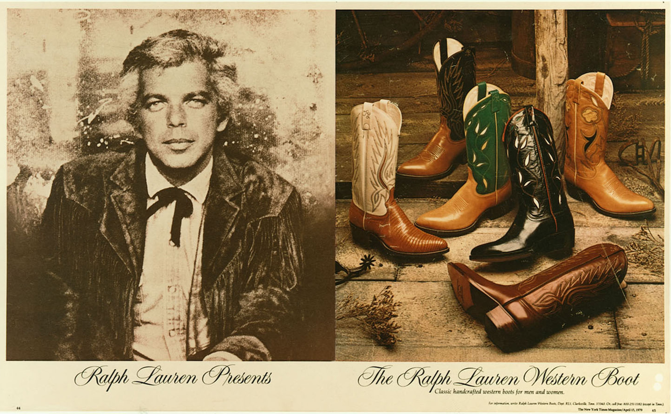 A 1970s campaign image for the Ralph Lauren Western Boot collection 
