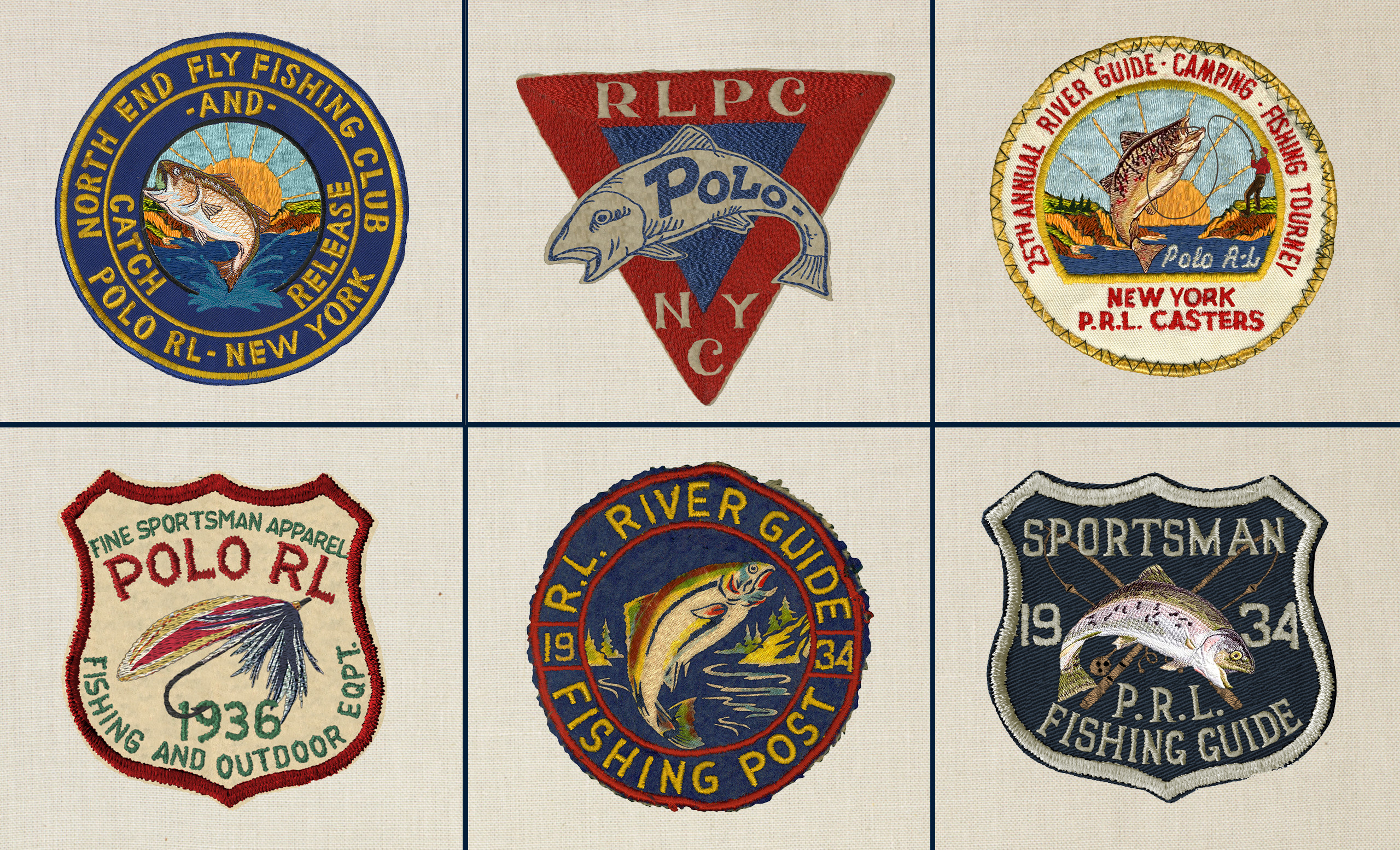 A selection of vintage fishing-inspired Ralph Lauren patches
