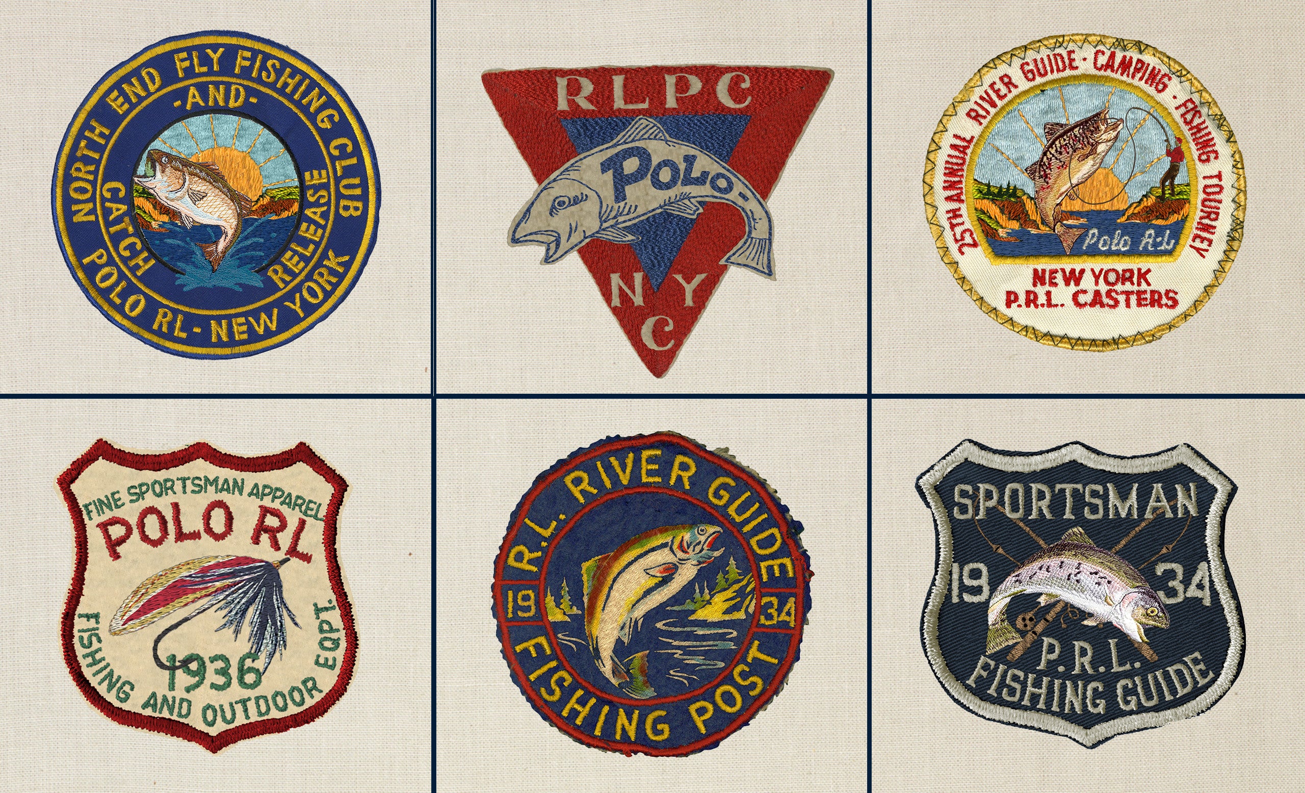 A selection of vintage fishing-inspired Ralph Lauren patches