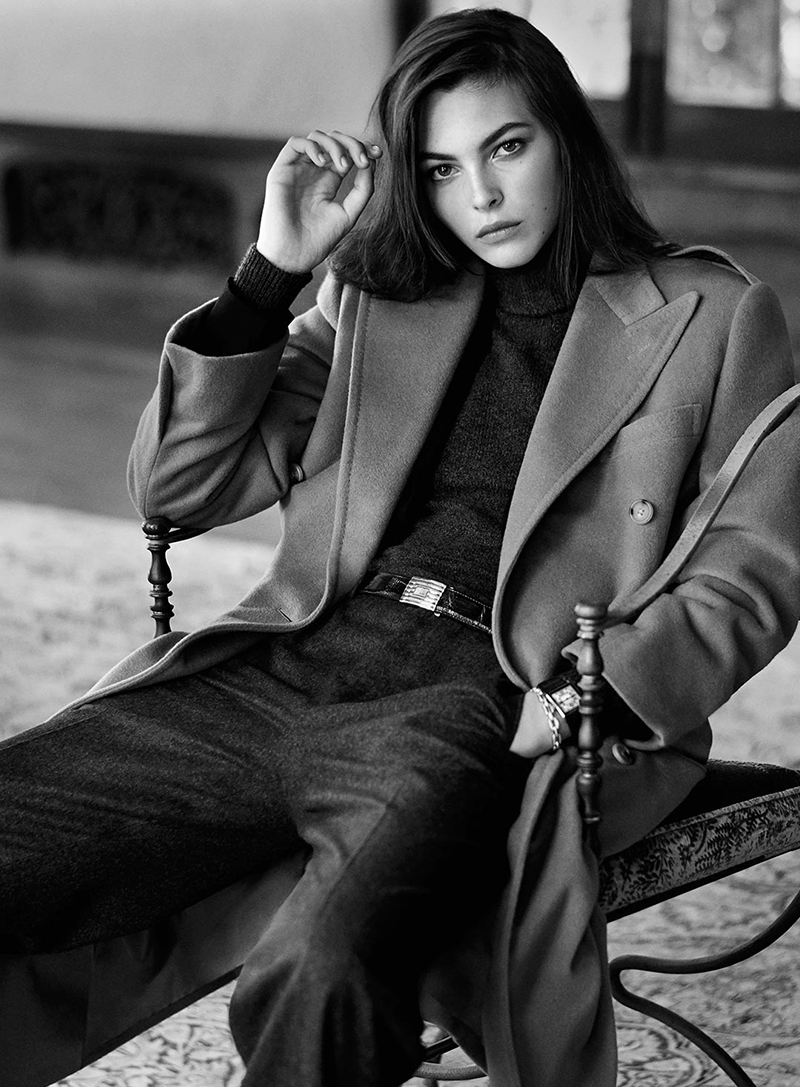 Vittoria Ceretti in The British Warmer, photographed by Steven Meisel
