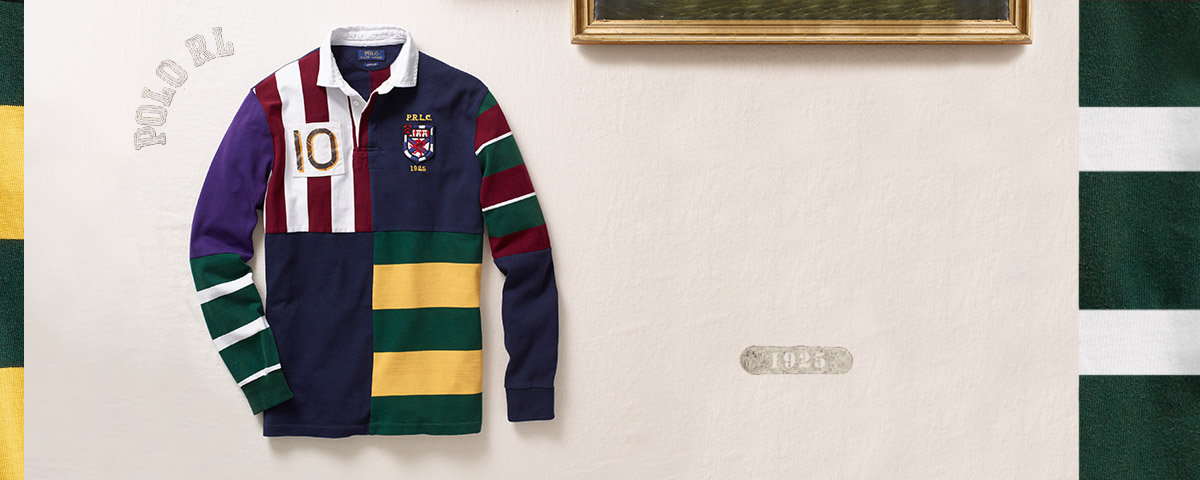 Rugby shirt with a patchwork design in rich hues