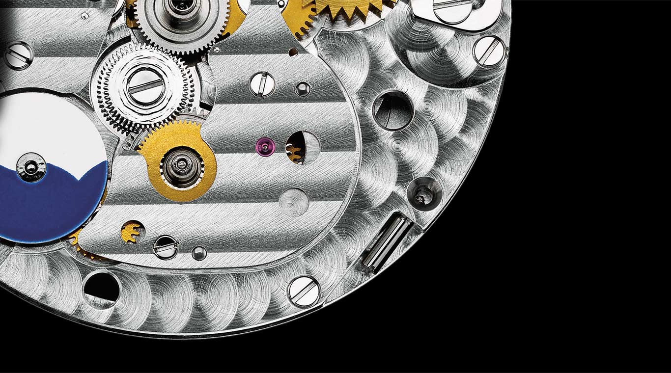 The intricate movement of the World Time watch allows for simultaneous display of two time zones.