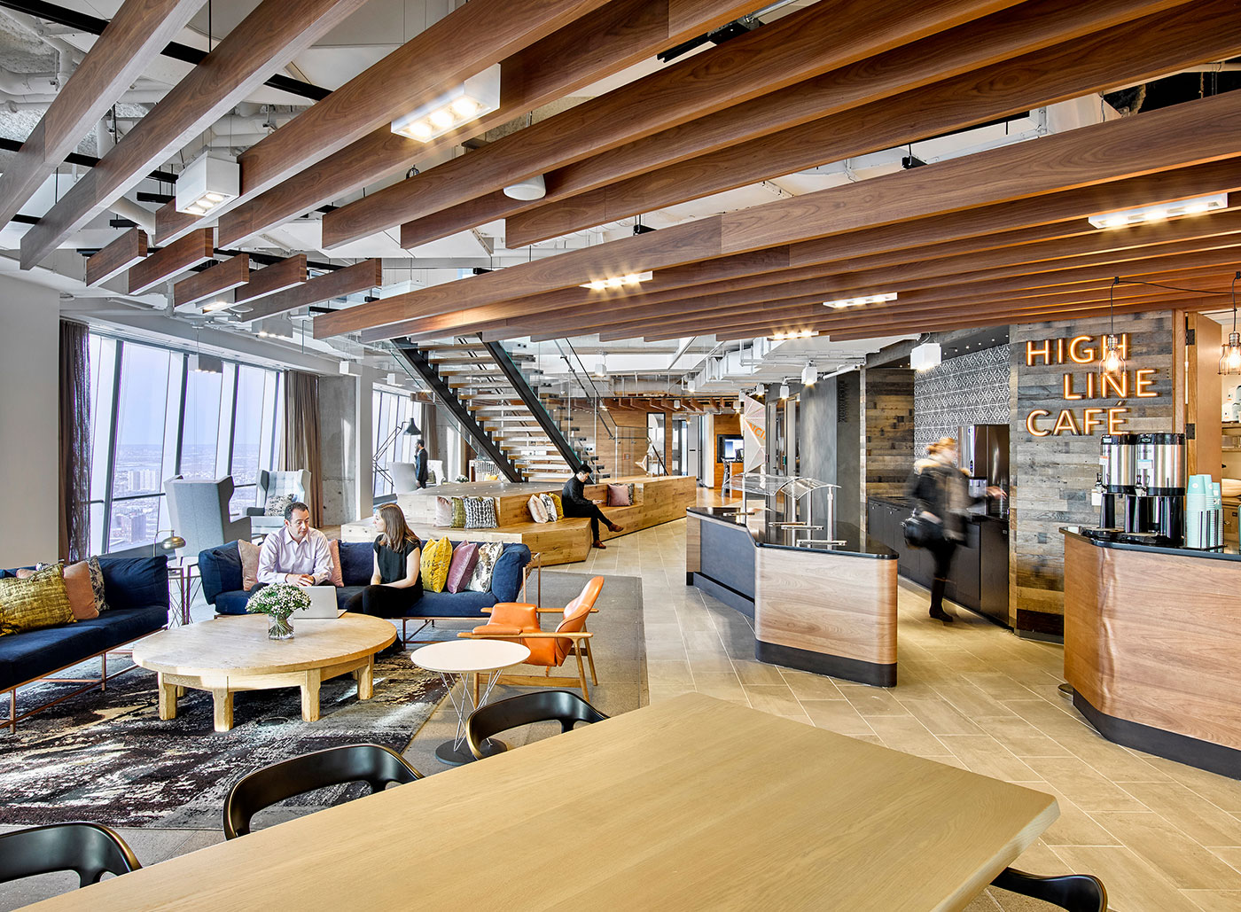 <strong>THE BOSTON CONSULTING GROUP: NEW YORK CITY |</strong> Designed to maximize employee interaction, the Hudson Yards space boasts seating arrangements complete with furniture by trendy designers like Stephen Kenn