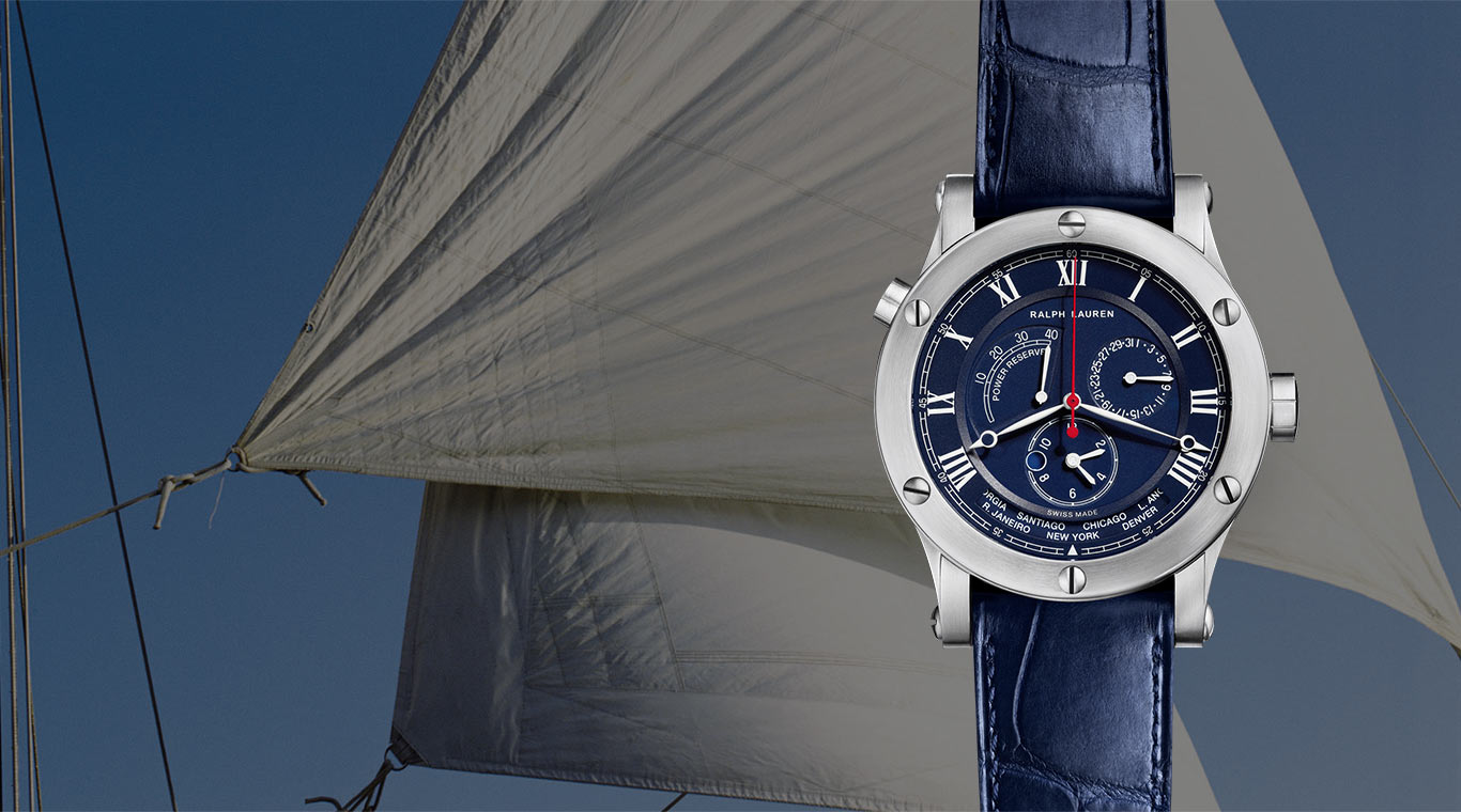 Sporting timepiece with navy dial and matching strap