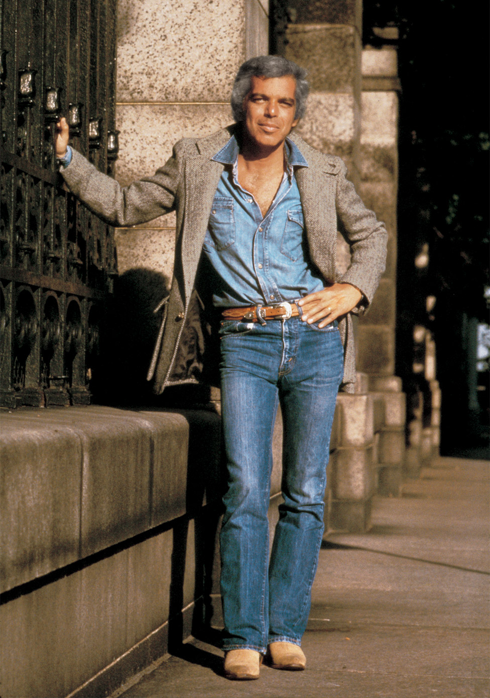 Ralph Lauren in New York City in 1978, in a photo from the launch campaign for the original Polo men’s fragrance