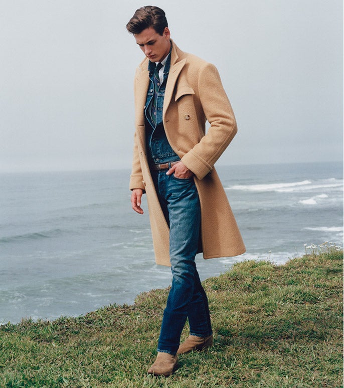 Denim polo outfit men sale