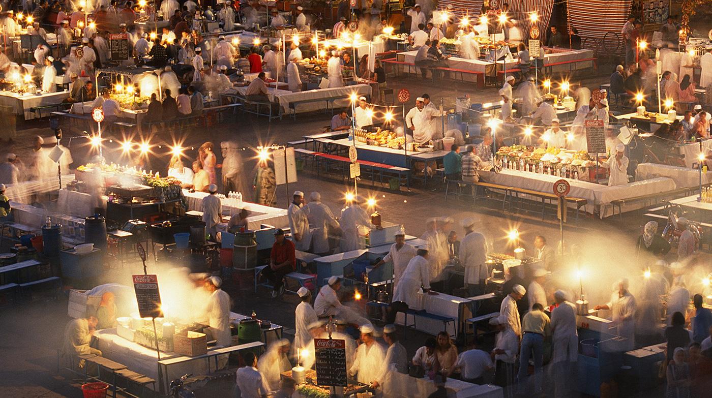  Let your nose guide you through the dizzying array of street-food vendors at Djemaa el-Fnaa market