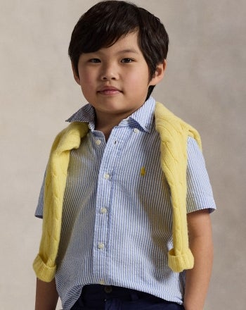 (取寄) ラルフローレン キッズ ボーイズ ワッフル-ニット コットン ロング スリーブ ティー (トドラー/リトル キッド) POLO RALPH LAUREN CHILDRENSWEAR（ポロ ラルフ ローレン