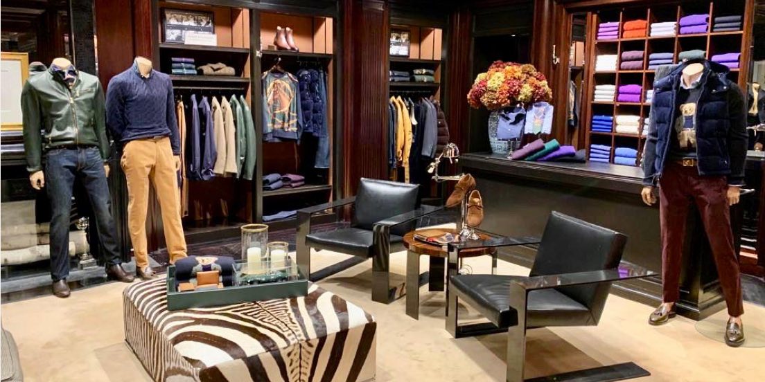 Men's Polo section within the Moscow Ralph Lauren flagship store