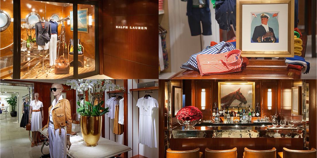 Storefront & interior of Ralph Lauren Hong Kong flagship at Landmark Prince's