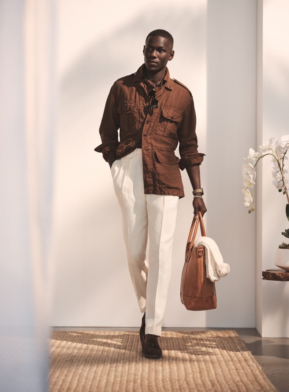 Ralph lauren white linen shirt mens top