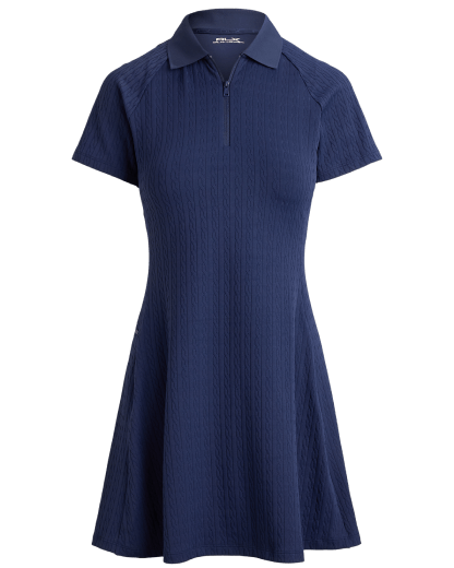 Cable Stretch-Jacquard Polo Dress