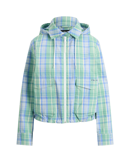 Plaid Cotton-Blend Rain Jacket
