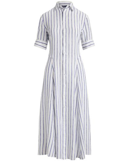 Striped Linen Paneled Shirtdress