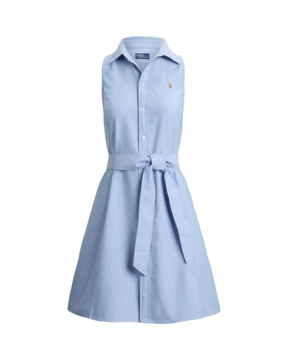 Cotton Oxford Sleeveless Shirtdress