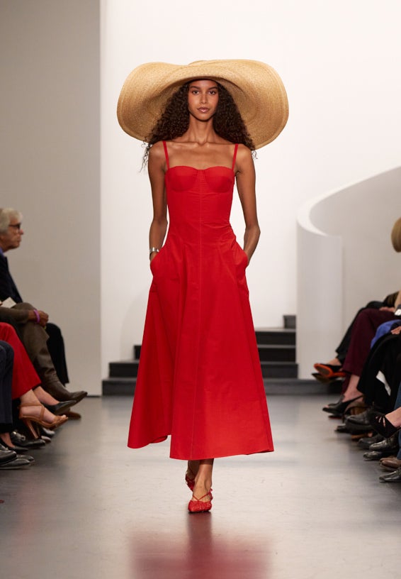 A look from Ralph Lauren’s Fall 2025 runway show shown on model.