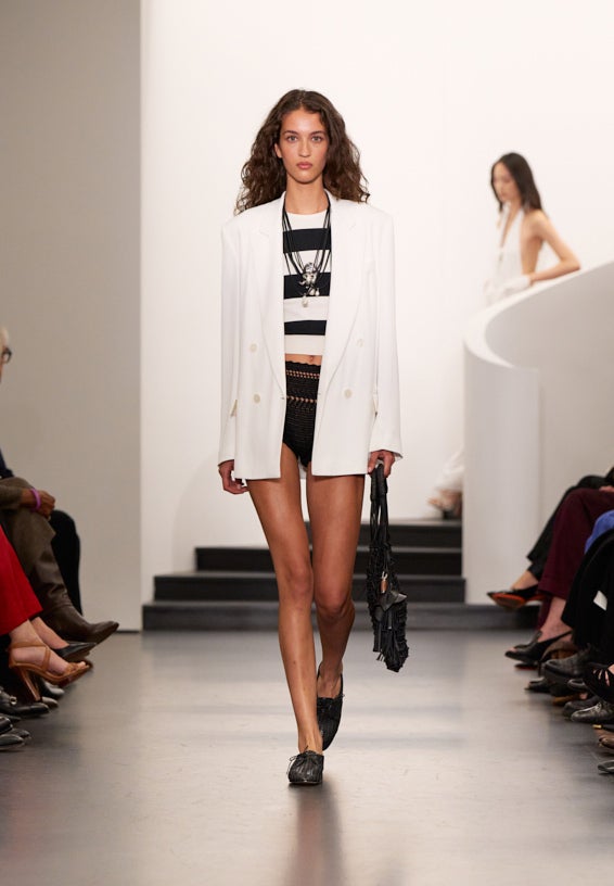 A look from Ralph Lauren’s Fall 2025 runway show shown on model.