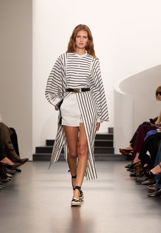 A look from Ralph Lauren’s Fall 2025 runway show shown on model.