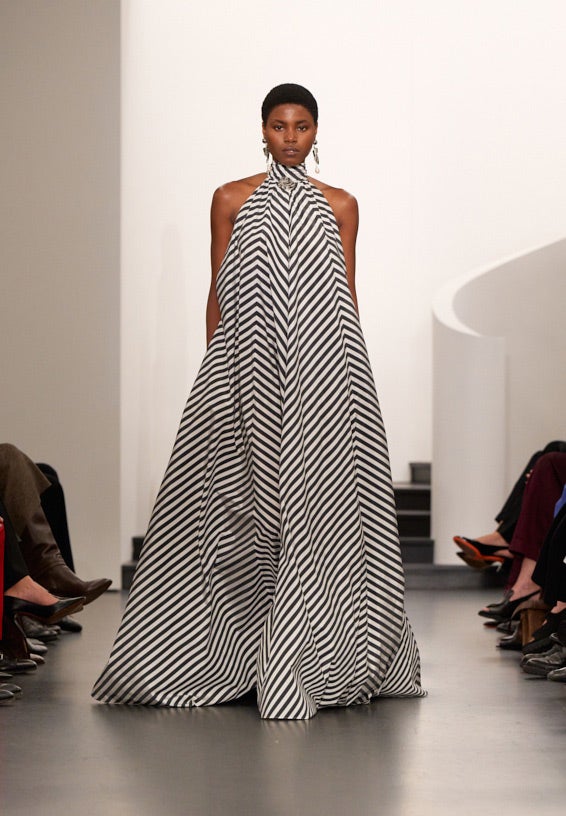 A look from Ralph Lauren’s Fall 2025 runway show shown on model.