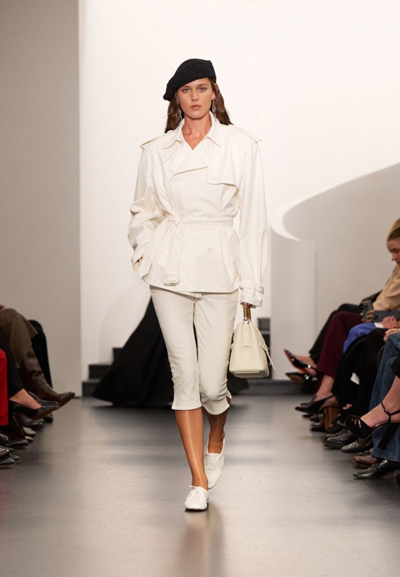 A look from Ralph Lauren’s Fall 2025 runway show shown on model.