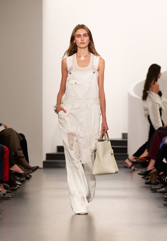 A look from Ralph Lauren’s Fall 2025 runway show shown on model.