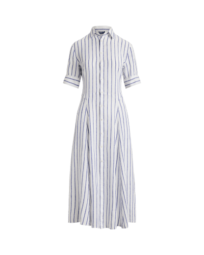 Striped Linen Paneled Shirtdress