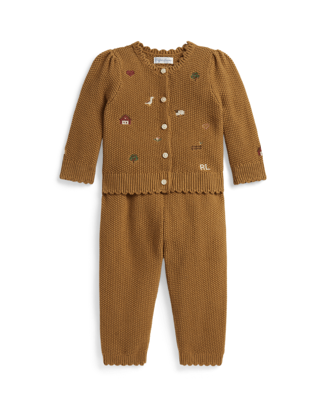 Embroidered Cotton Cardigan & Pant