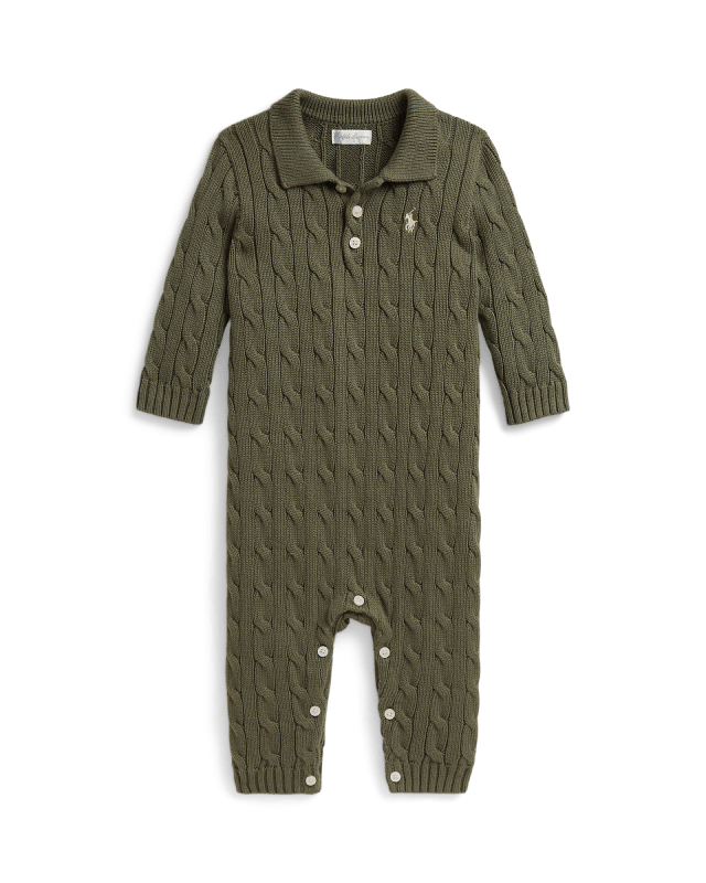 Cable-Knit Cotton Polo Coverall