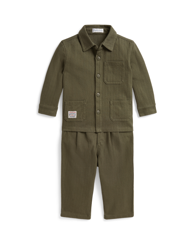 Knit Cotton Herringbone Jacket & Pant