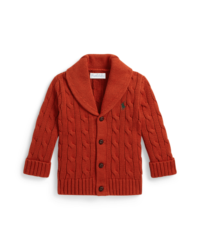 Cable-Knit Cotton Shawl Cardigan