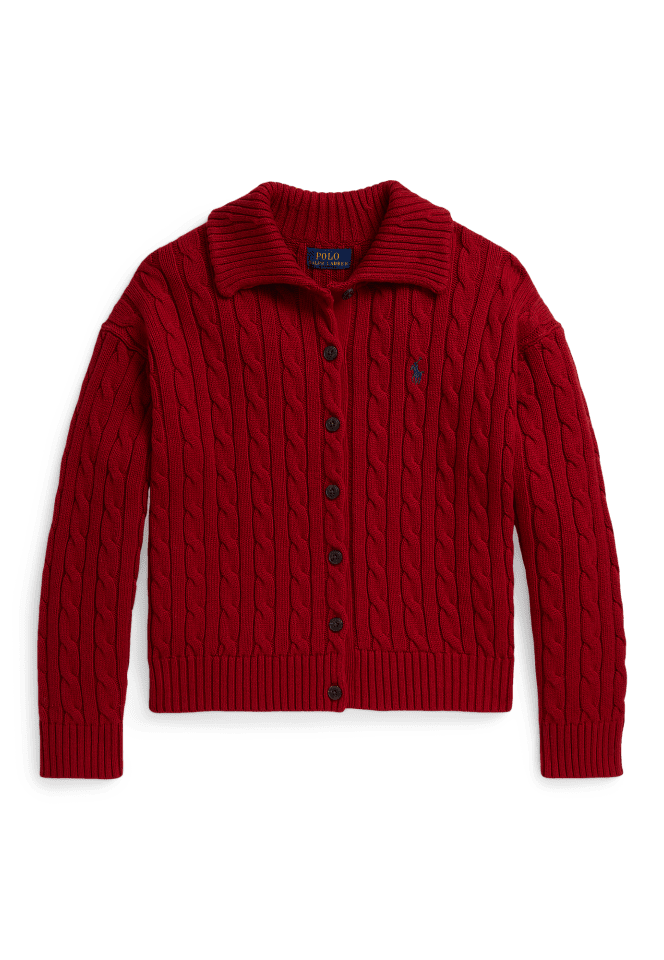 Cable-Knit Collared Cardigan