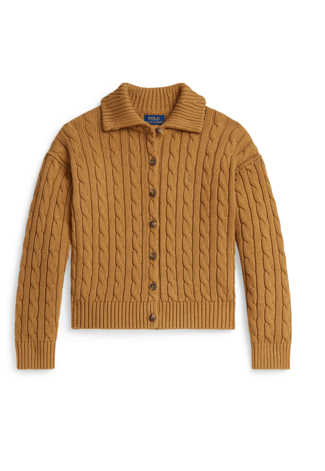 Cable-Knit Collared Cardigan