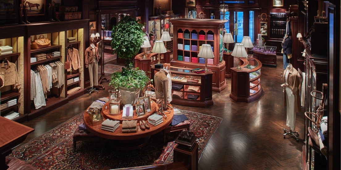 Men's clothing area inside Chicago flagship