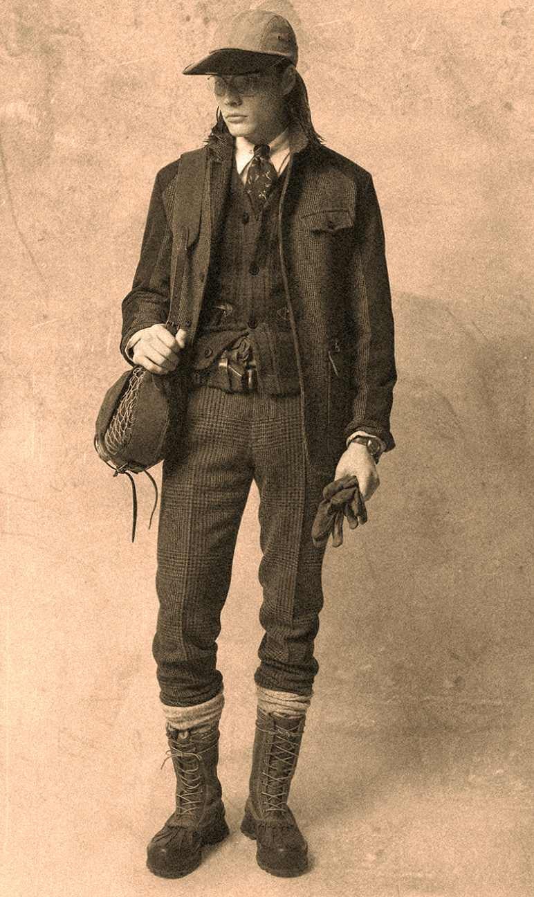 Man wears Western-inspired fall Polo outfit.