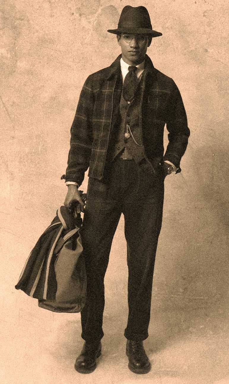Man wears Western-inspired fall Polo outfit.