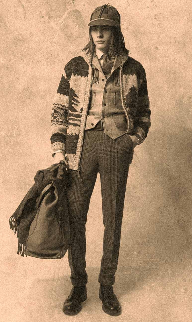Man wears Western-inspired fall Polo outfit.