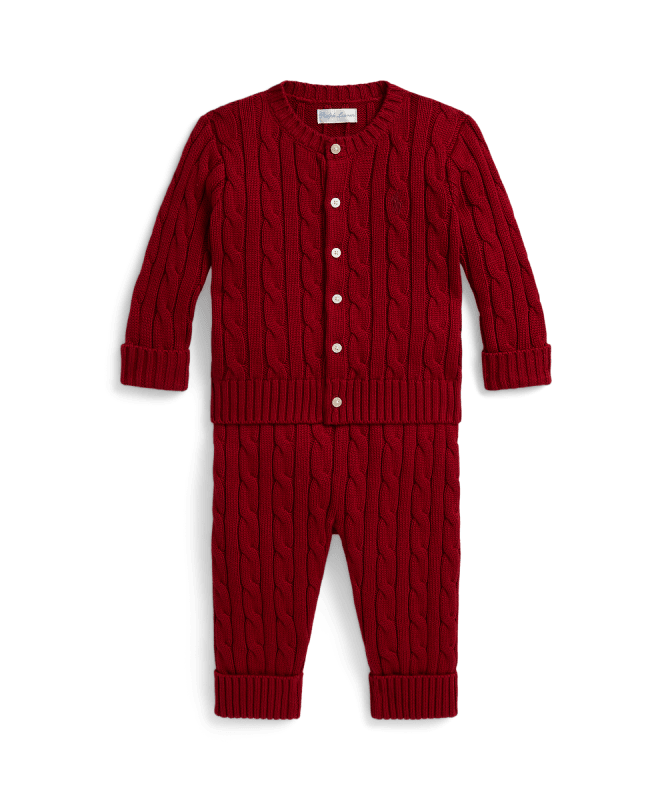 Cable-Knit Cotton Cardigan & Pant