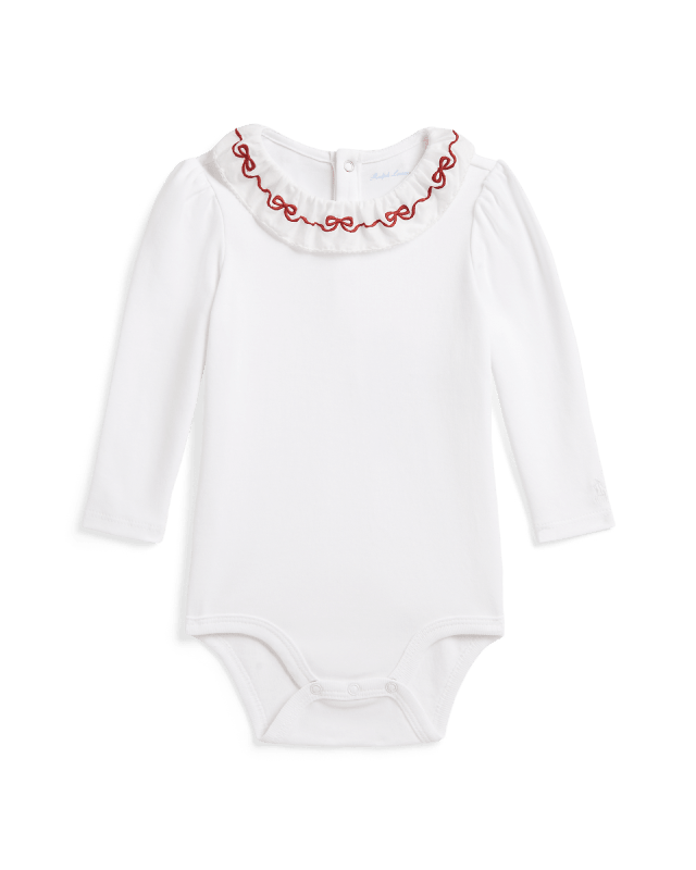 Ruffle-Overlay Cotton Interlock Bodysuit