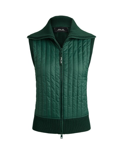 Quilted-Panel Wool Zip Vest
