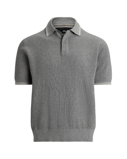 Waffle-Knit Cotton Polo Sweater