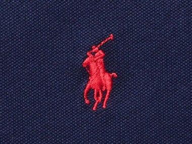 Close-up of signature embroidered pony