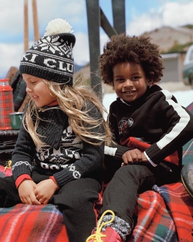 Kids in black & white holiday styles