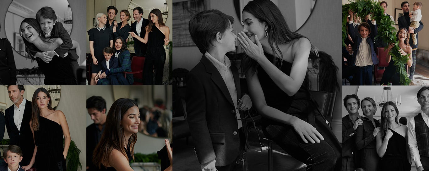 Collage of photographs of Lily Aldridge with family