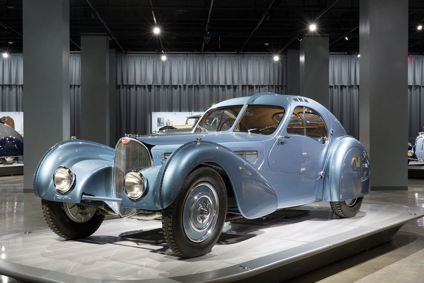 1936 Bugatti Type 57SC Atlantic Coupe: The Petersen has this sculptural piece on their “Artistry” floor—Ralph Lauren owns the only other model on Earth