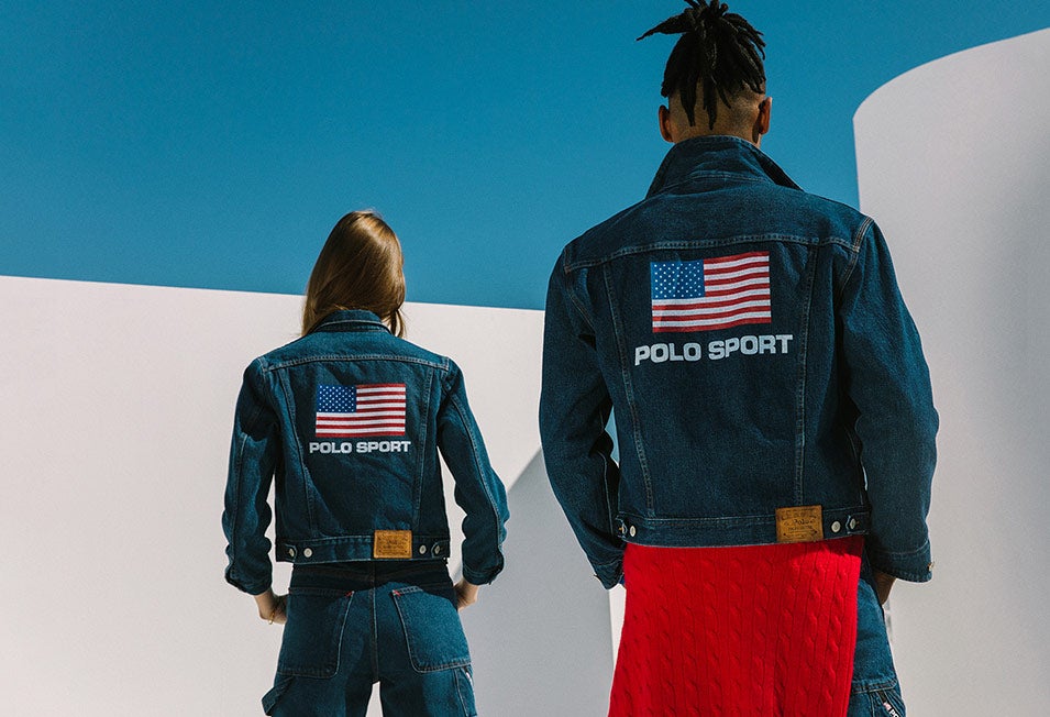 Woman & man in Polo Sport denim jackets