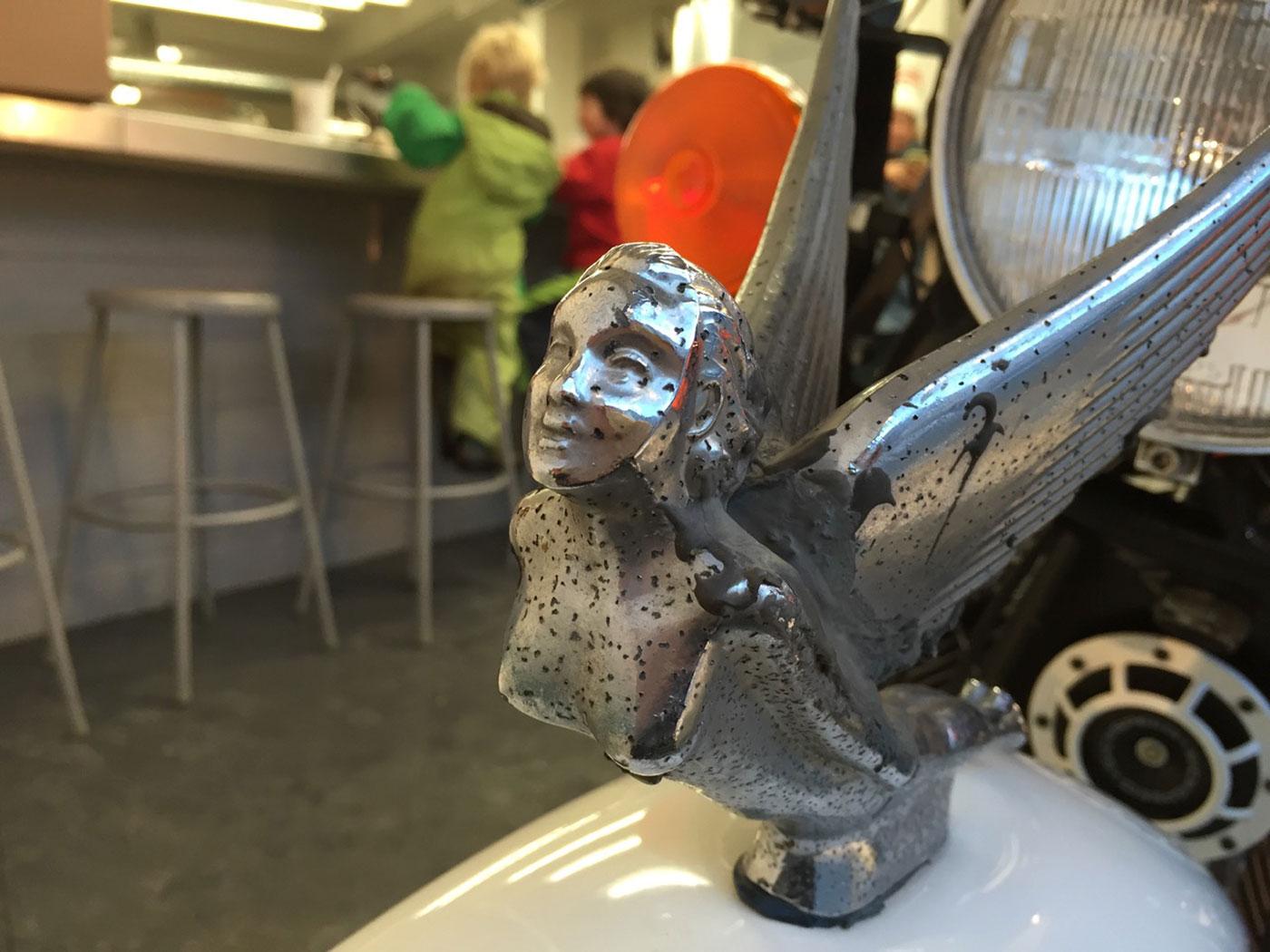 Moto Coffee Machine combines fresh-baked blueberry scones with vintage bikes