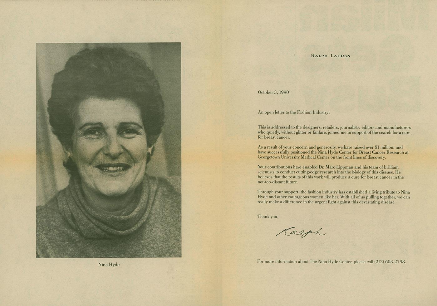 Nina Hyde’s brave battle helped spark a fashion industry–wide fight against breast cancer that continues today