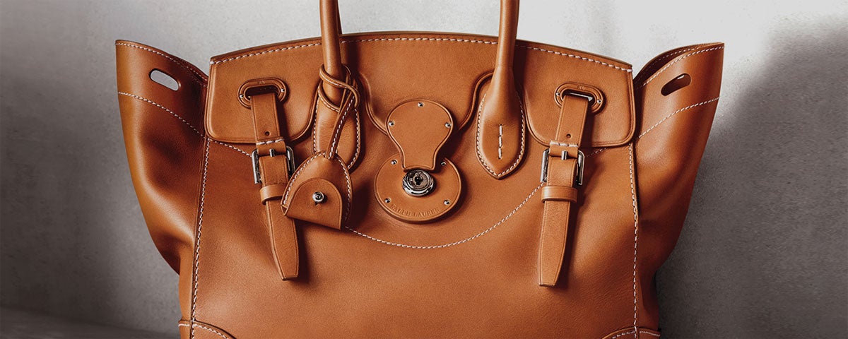 Close-up image of rich tan leather Ricky Bag