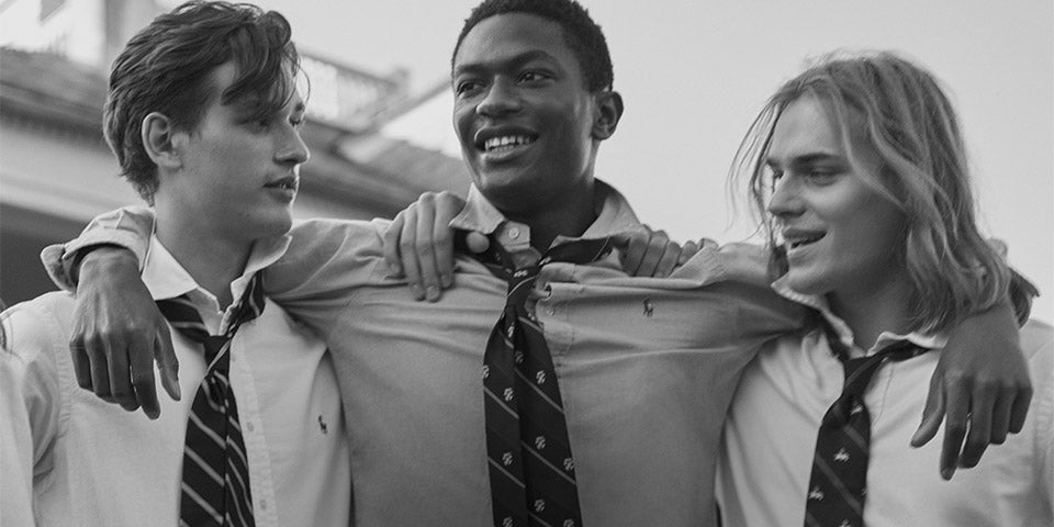 Black & white photo of men in shirts & ties