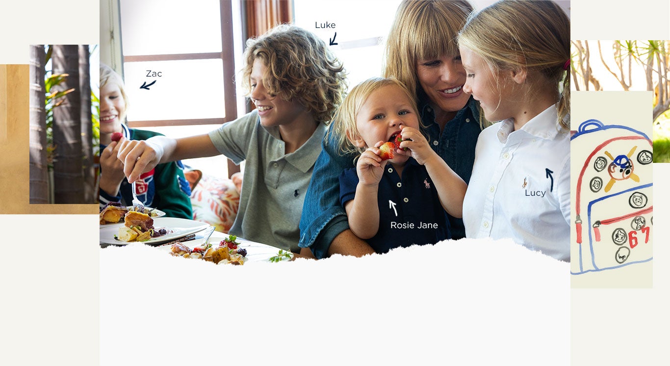 The Smith Family eats breakfast before school.